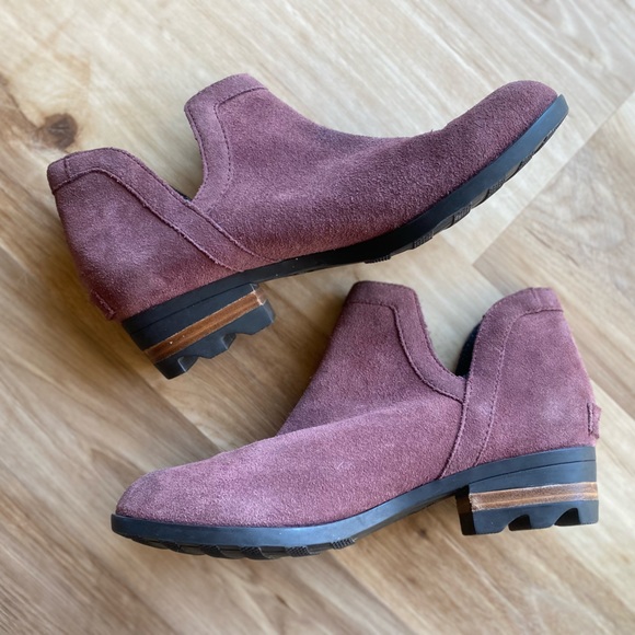Sorel Lolla Cutout Booties Ankle Boots Maroon Suede Leather Size 8 - Picture 2 of 8